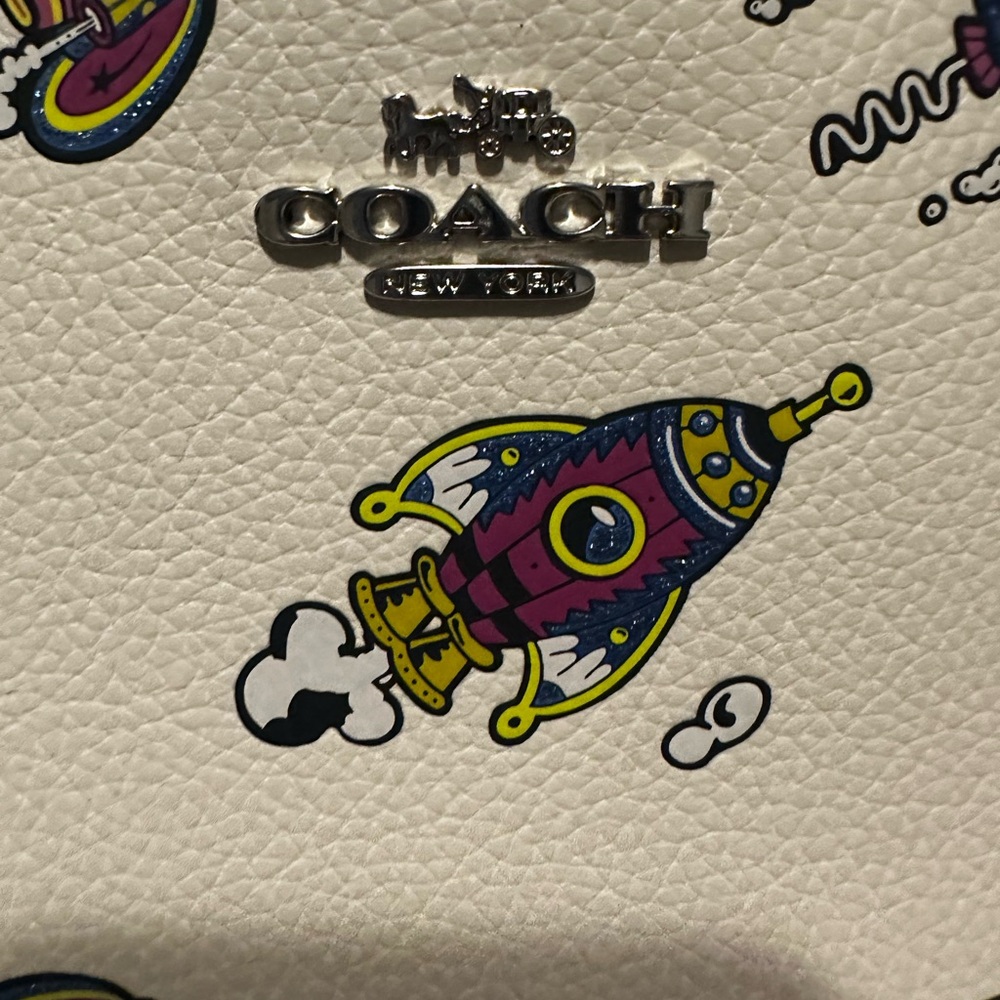 Coach White Limited Edition Rocket Print City Tote Bag - Picture 3 of 12